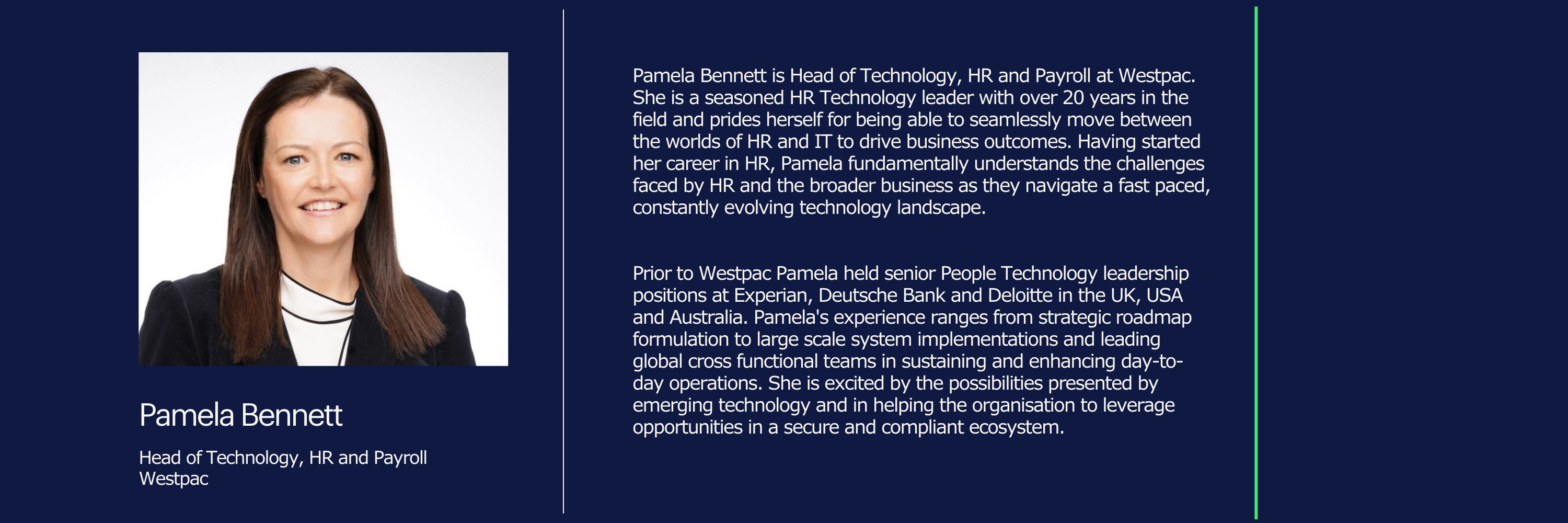 information about the speaker, pamela