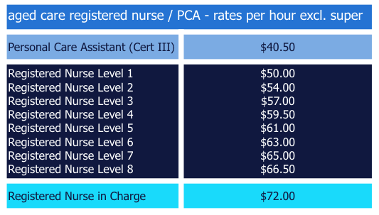 table illustration outlining payrates for healthcare professionals