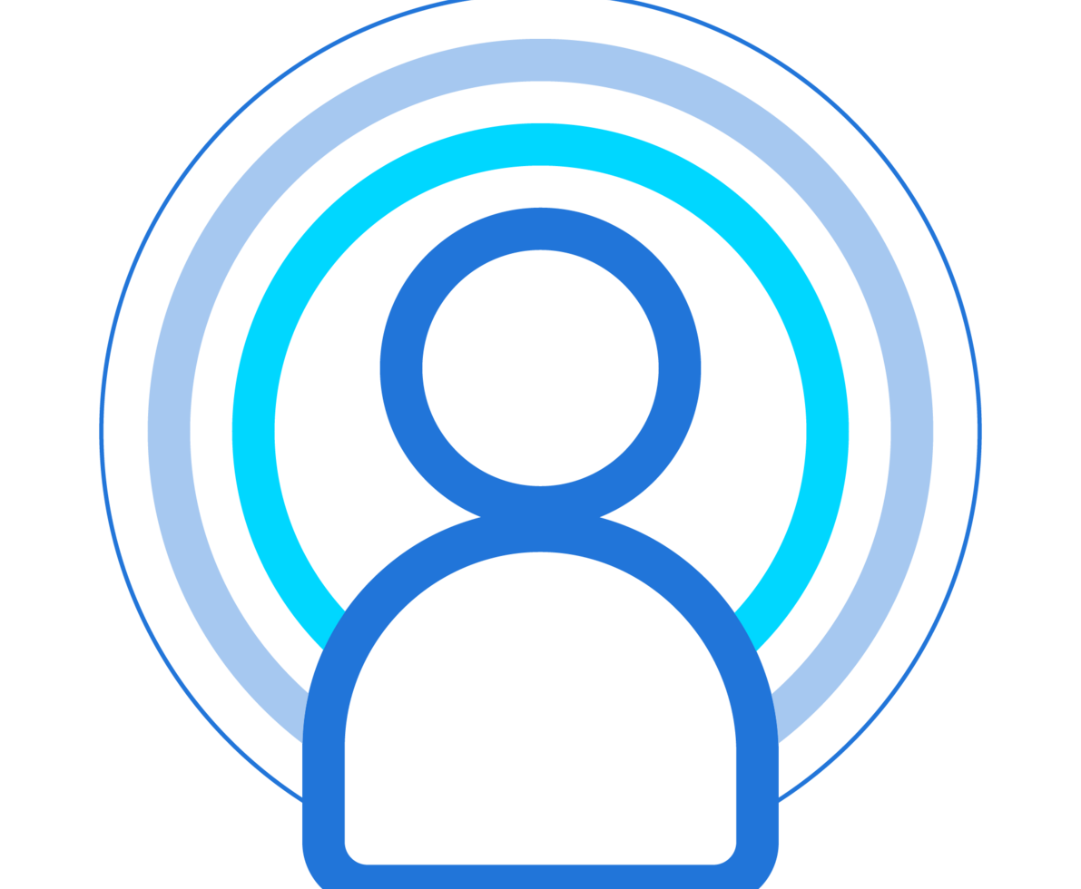 illustration of a person with circles behind